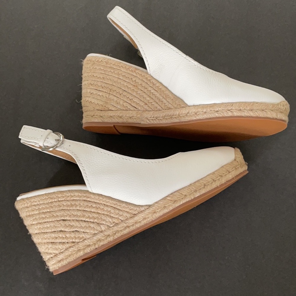 White Leather Espadrille Wedge Sandal